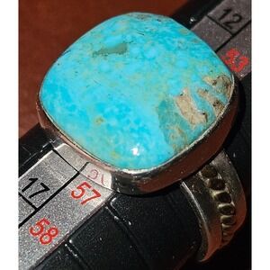 Vintage Turquoise Ring w/nice Matrix set In 925 Size 7.25 For Serenity & Peace